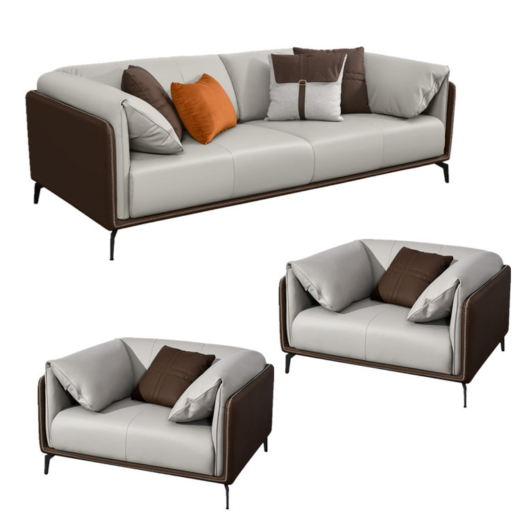 YITAHOME Dyar 3 Piece Faux Leather Living Room Set Wayfair